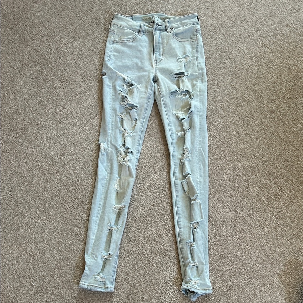 Distressed Light Blue Women's Jeans American Eagle